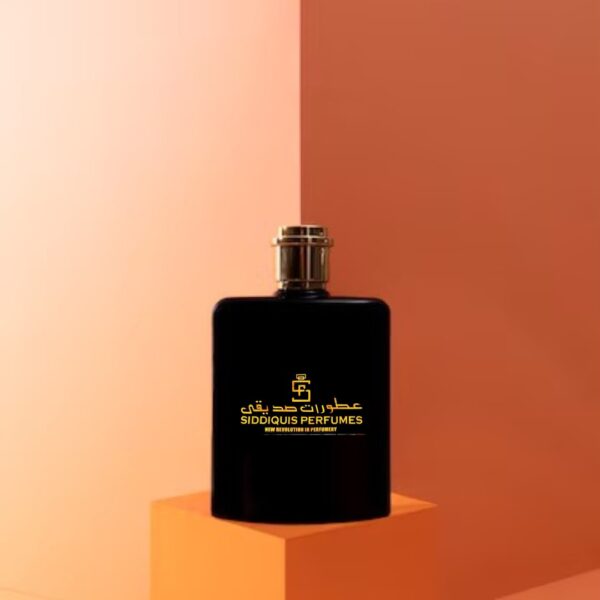 Black Phantom perfume with deep rum and coffee notes in a sleek black bottle.